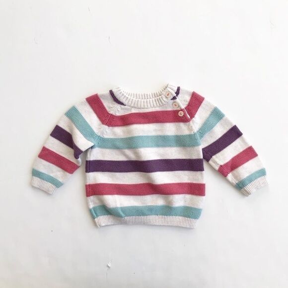 H&M pastel stripe knit sweater EUC 4-6 months - Picture 1 of 4